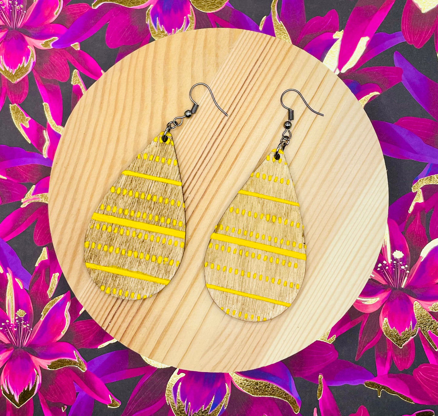 Screenprint Wooden Earrings