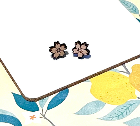 Flower Wood Stud Earrings