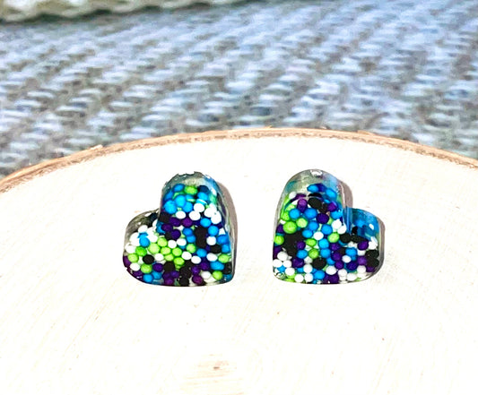 Heart Candy Sprinkle Stud Earrings