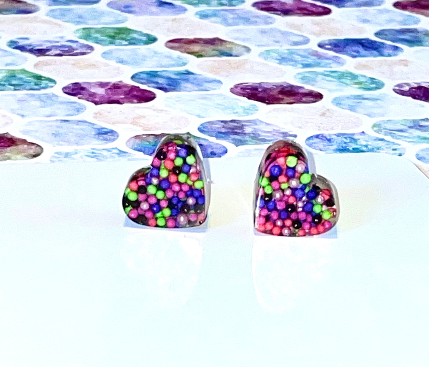 Heart  Candy Sprinkles Stud Earrings