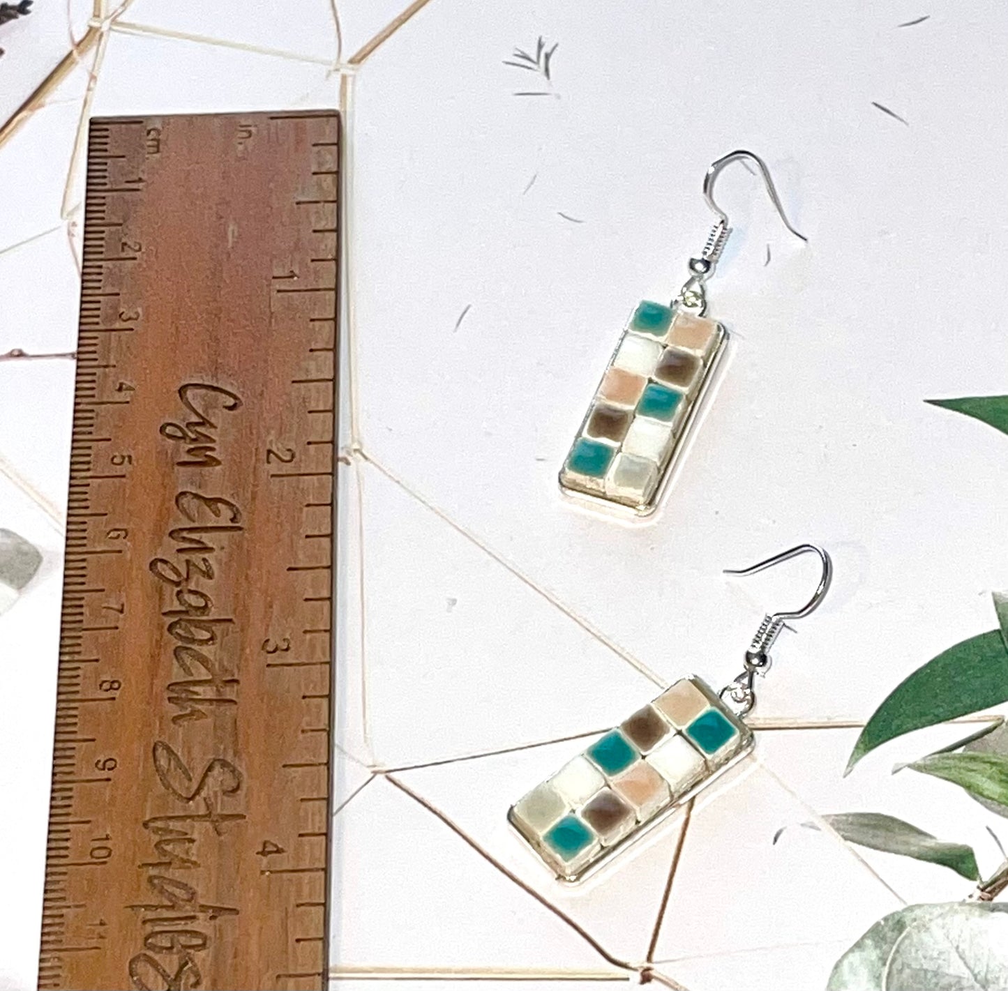 Teal Mini Tile Earrings