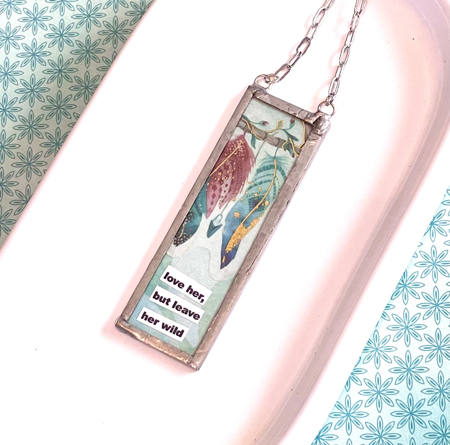 Be a Mermaid/Leave Her Wild Double Sided Pendant and Necklace