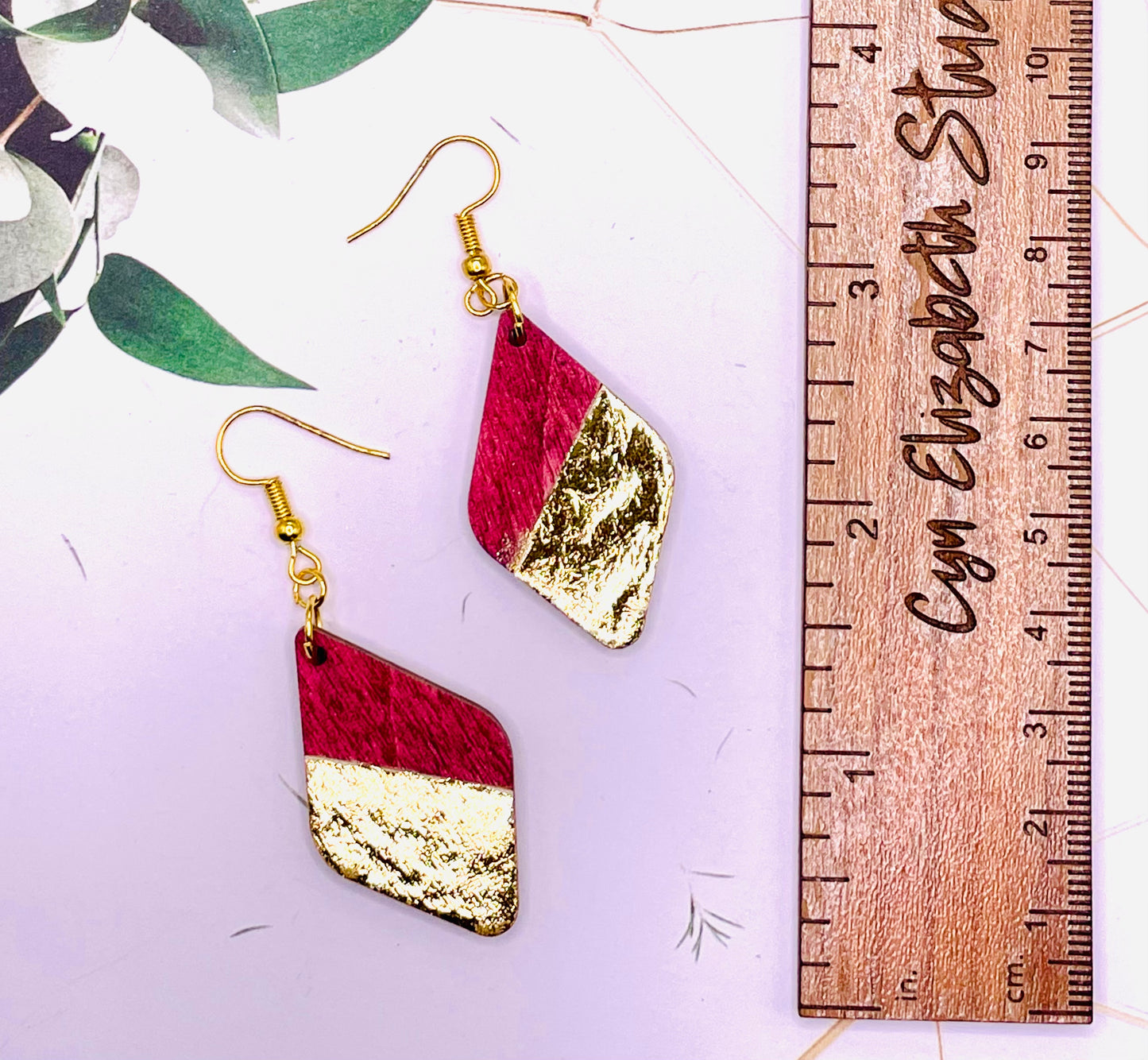 Gold Leaf Wooden Earrings