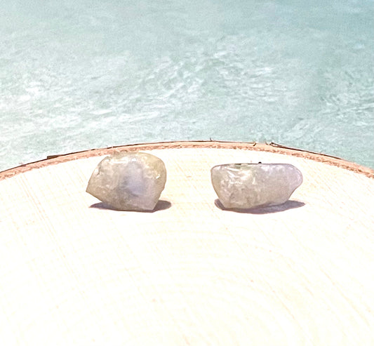 Lace Agate Chip Stud Earrings