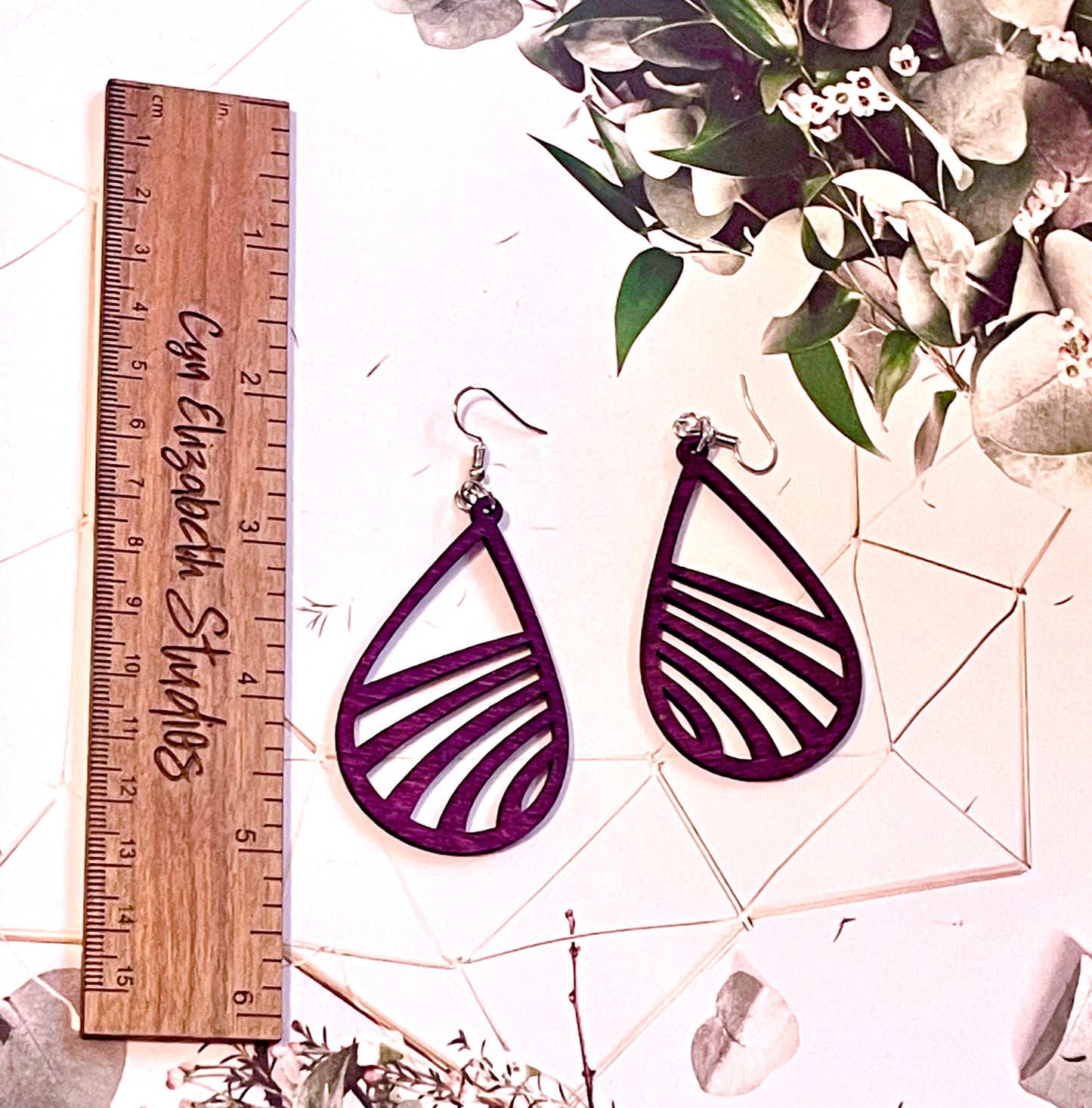 Cutout Teardrop Wood Earrings