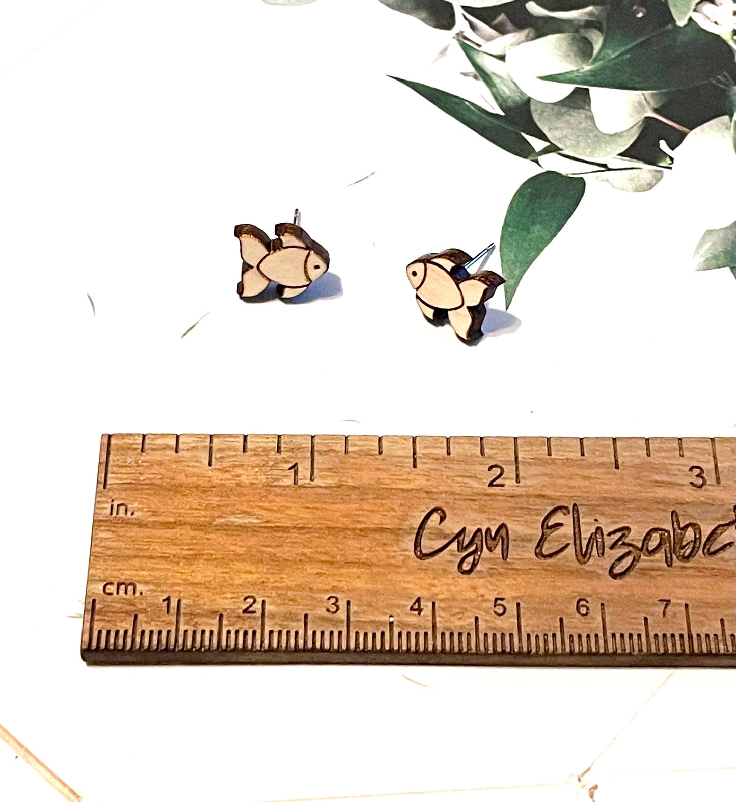 Goldfish Wood Stud Earrings