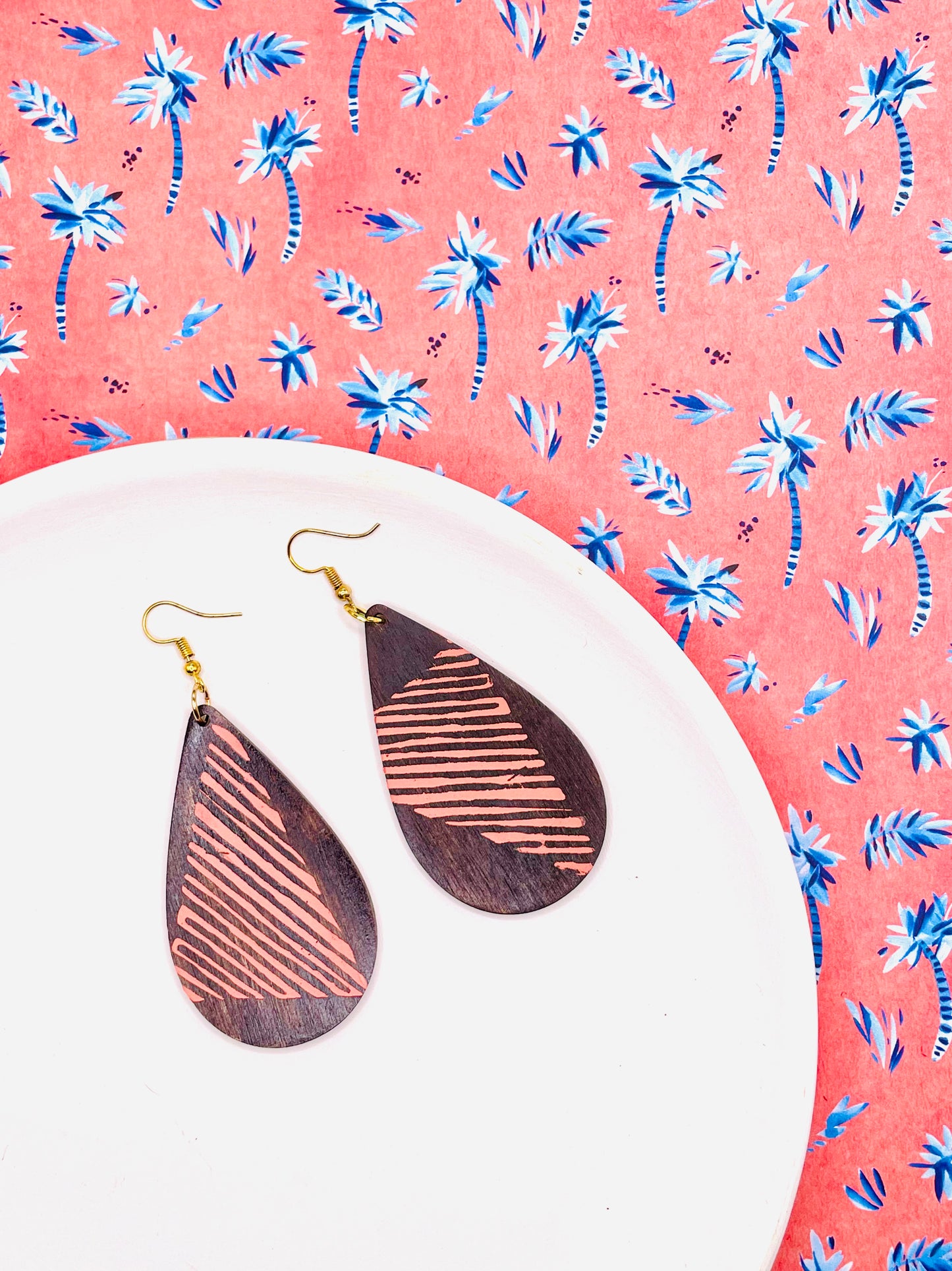 Screenprint Wooden Earrings