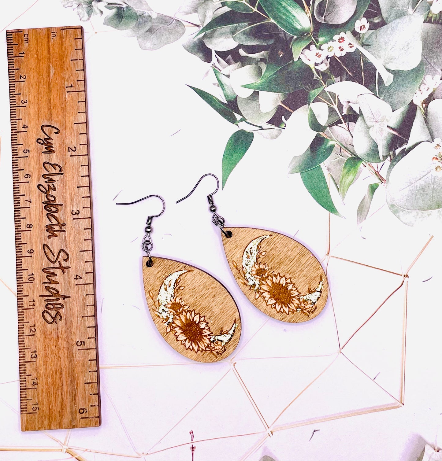 Moon Wooden Earrings