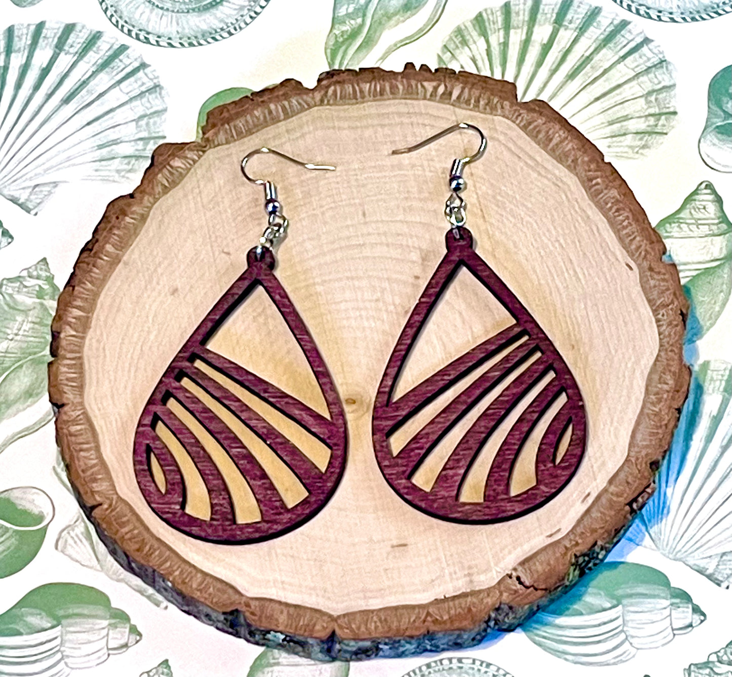 Cutout Teardrop Wood Earrings