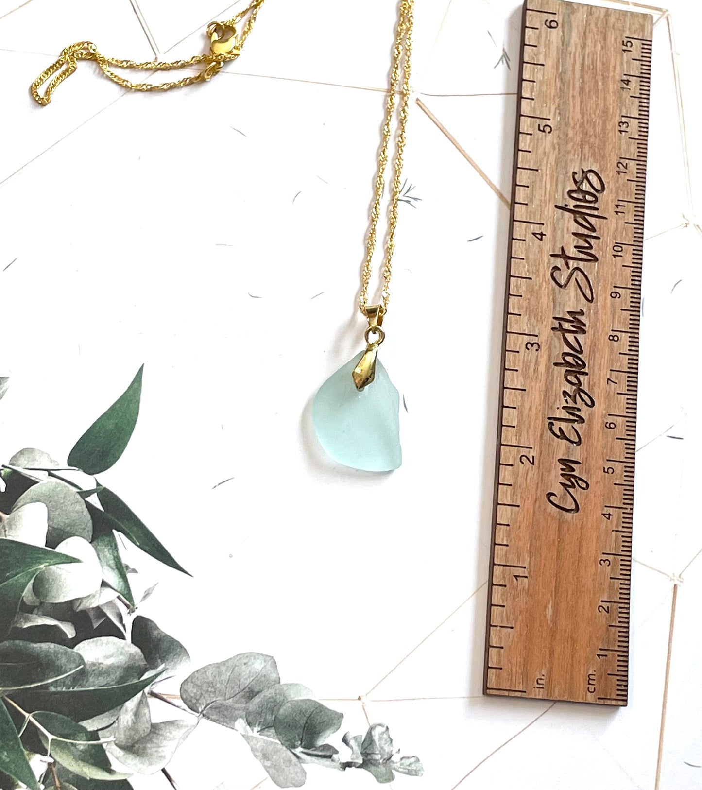 Aqua Sea Glass Pendant Necklace