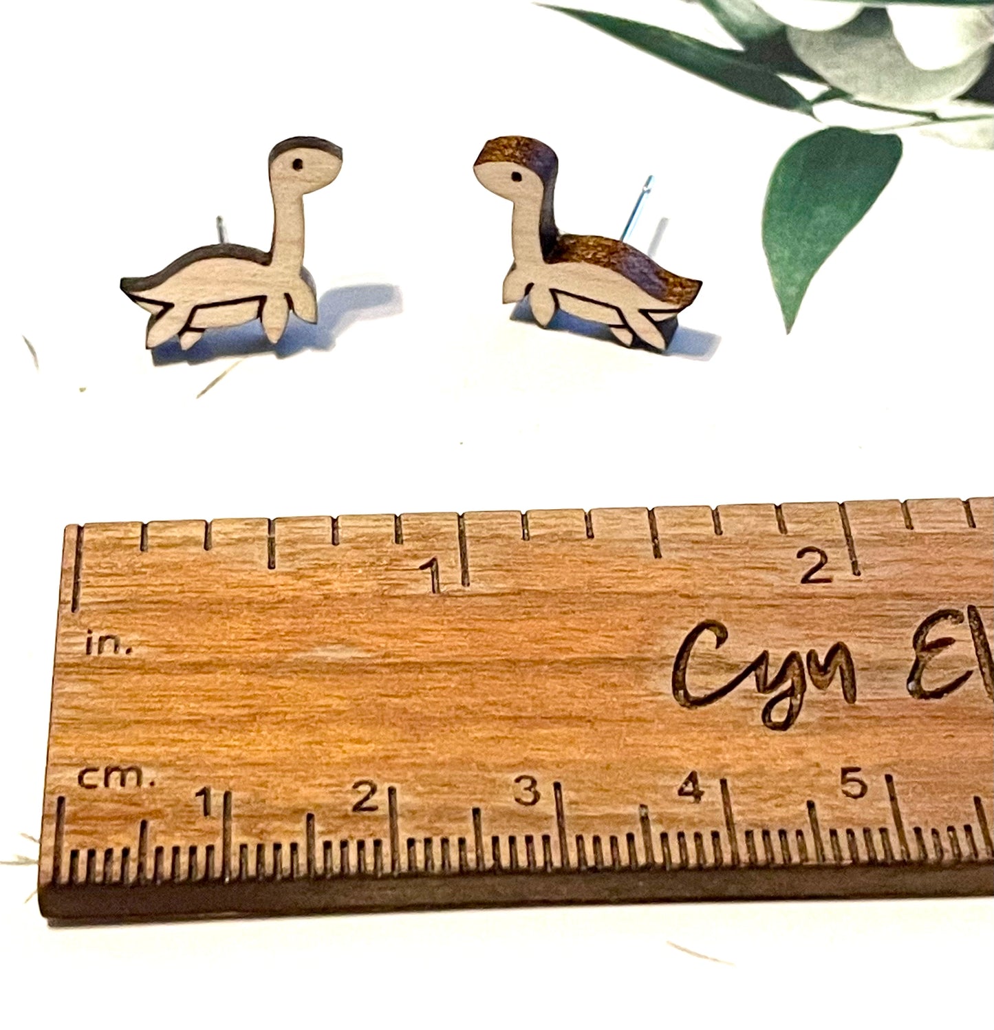 Dinosaur Wood Stud Earrings