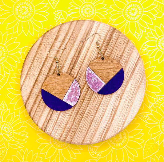 Purple Wooden Earrings