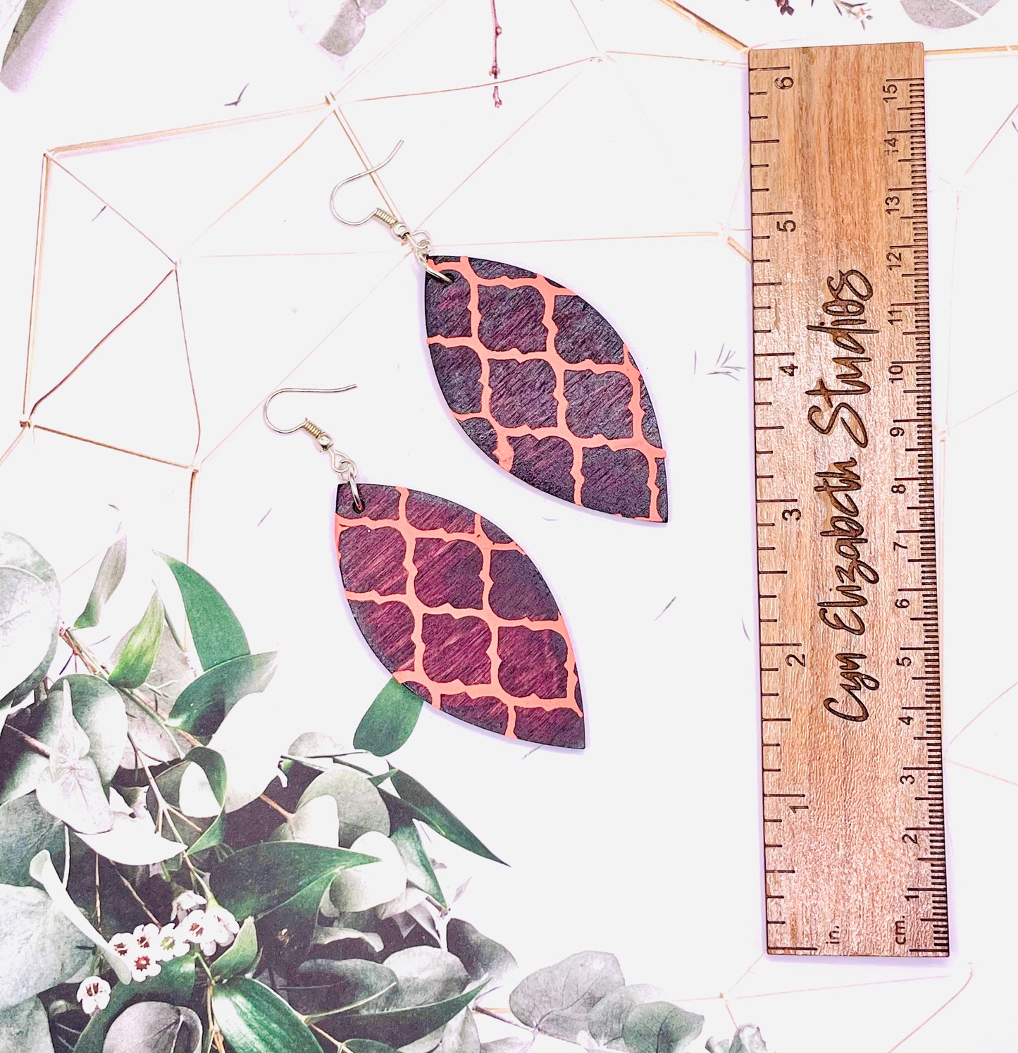 Screenprint Patterned Wooden Earrings