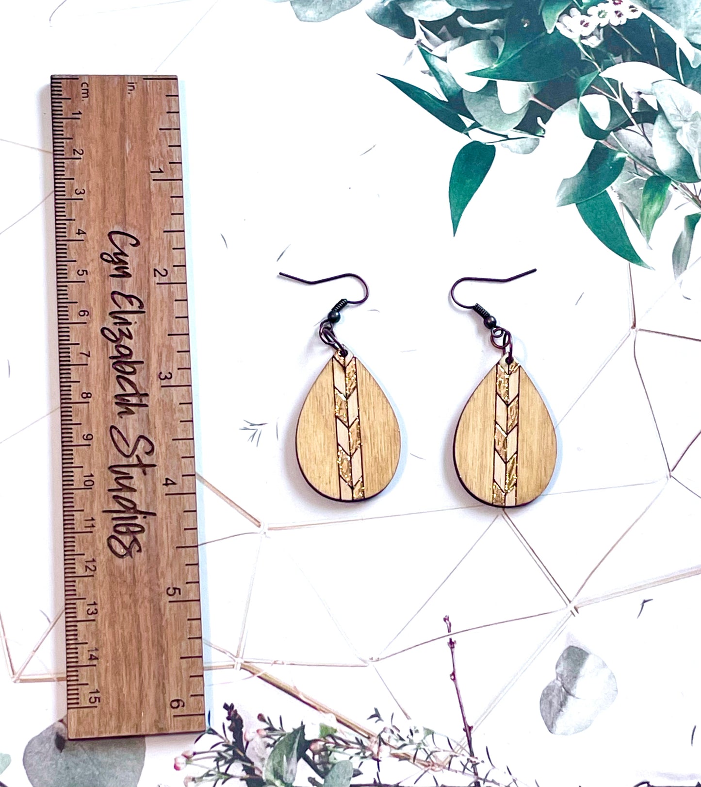 Wood Herringbone Earrings