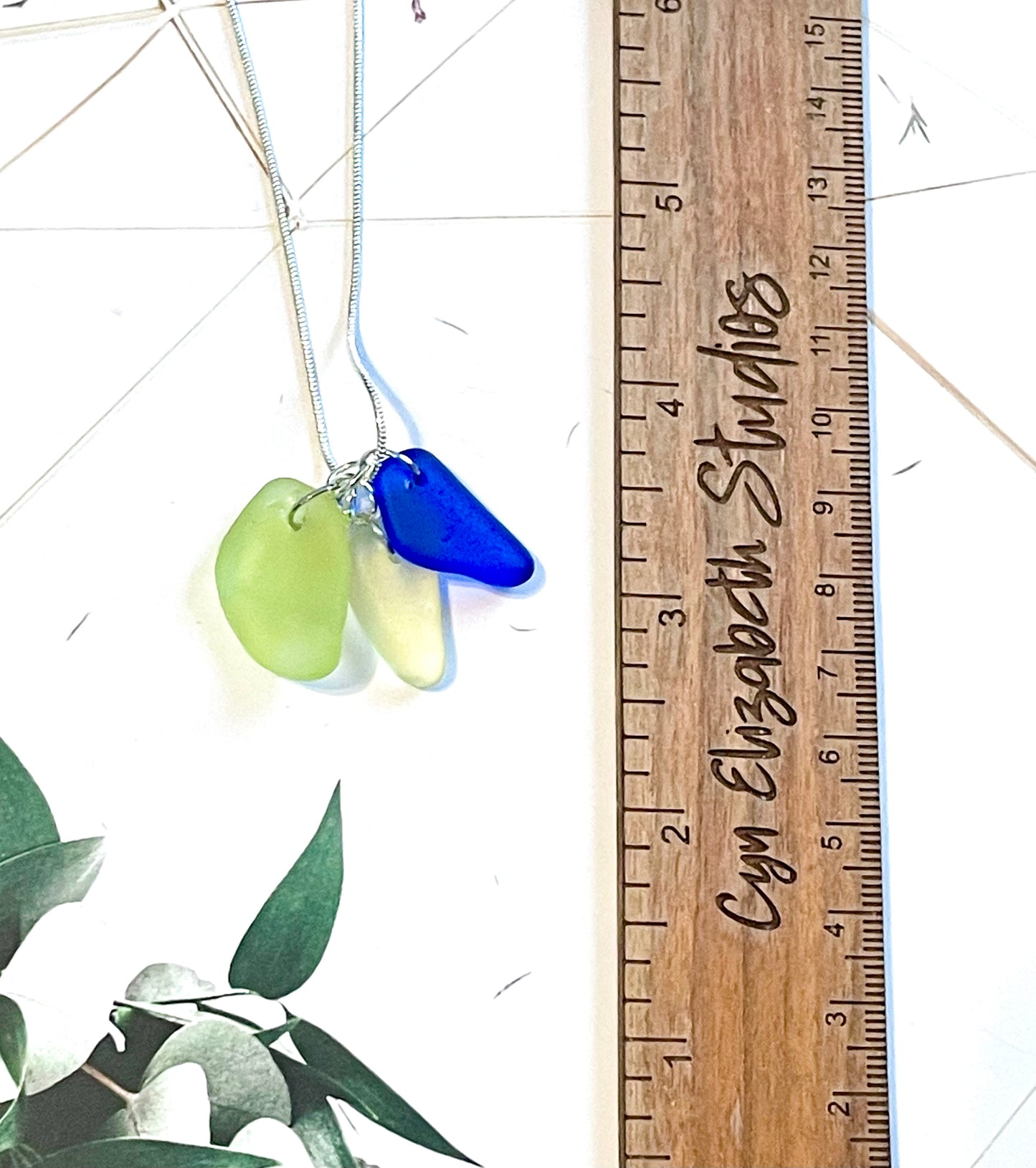 Blue, Green, and Yellow Sea Glass Necklace