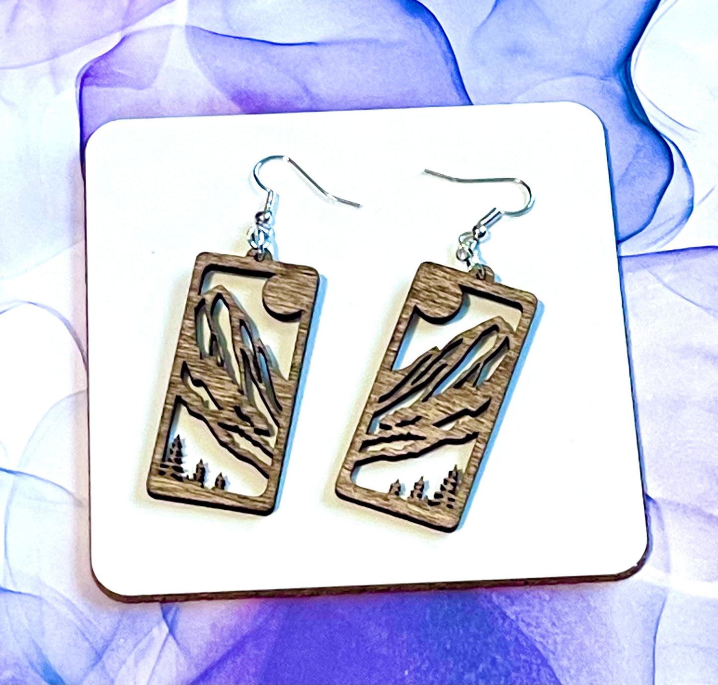 Mountain Cutout Wood Earrings