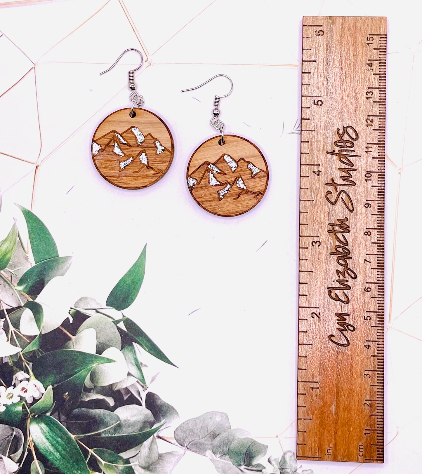 Silver Leaf Wooden Earrings