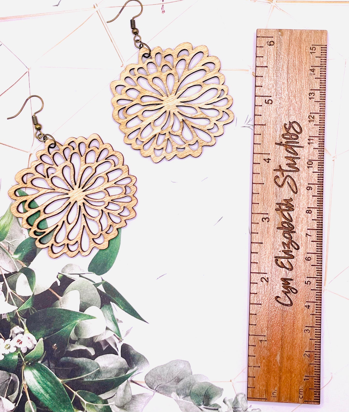 Chrysanthemum Wooden Earrings