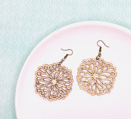 Chrysanthemum Wooden Earrings