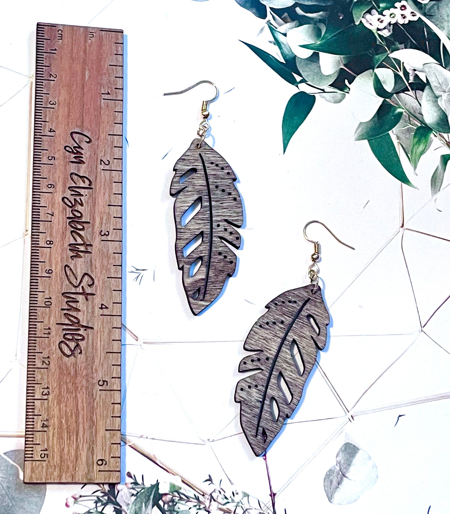 Feather Wood Earrings