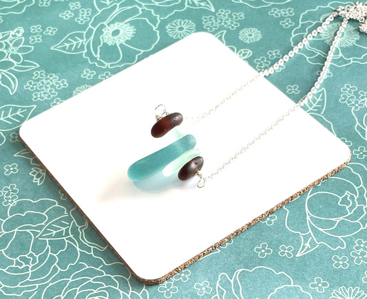 Aqua Sea Glass Statement Necklace