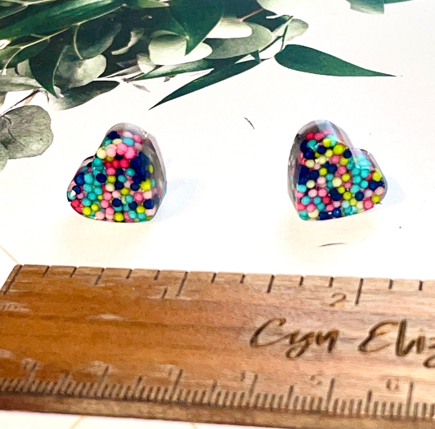 Heart Candy Sprinkles Stud Earrings