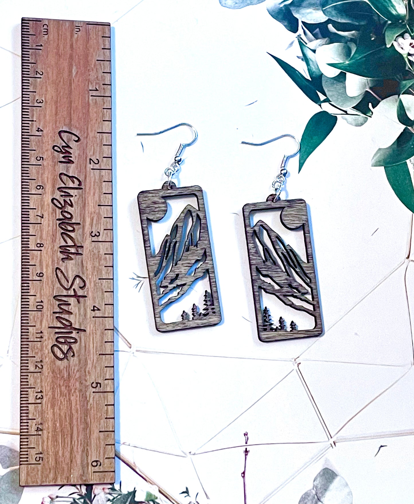 Mountain Cutout Wood Earrings