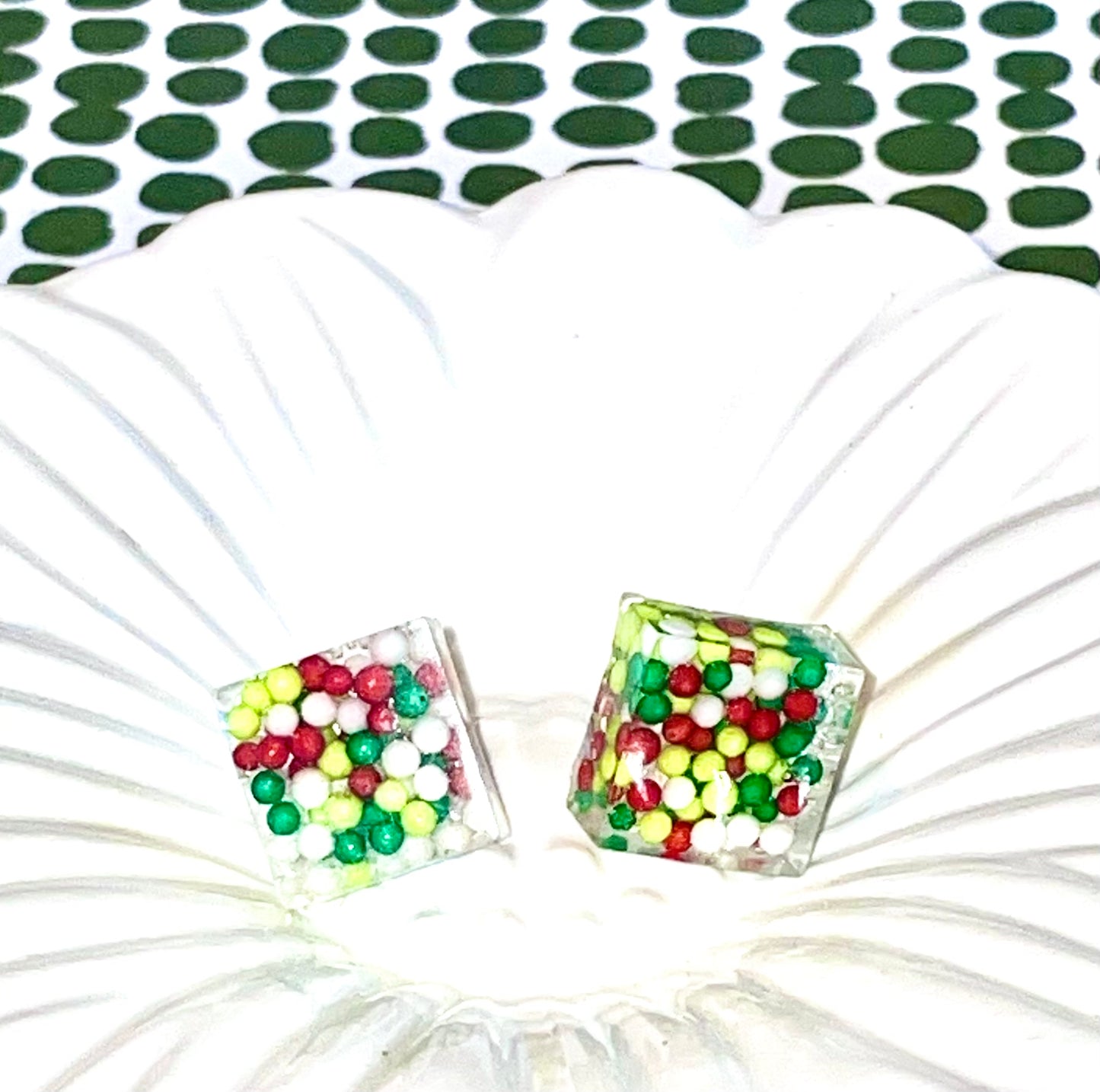 Square Candy Sprinkles Stud Earrings