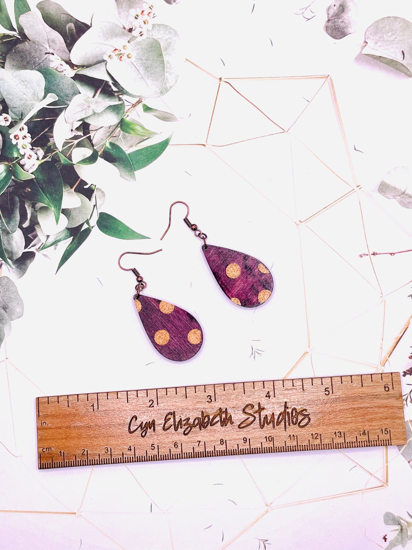 Polka Dot Wooden Earrings