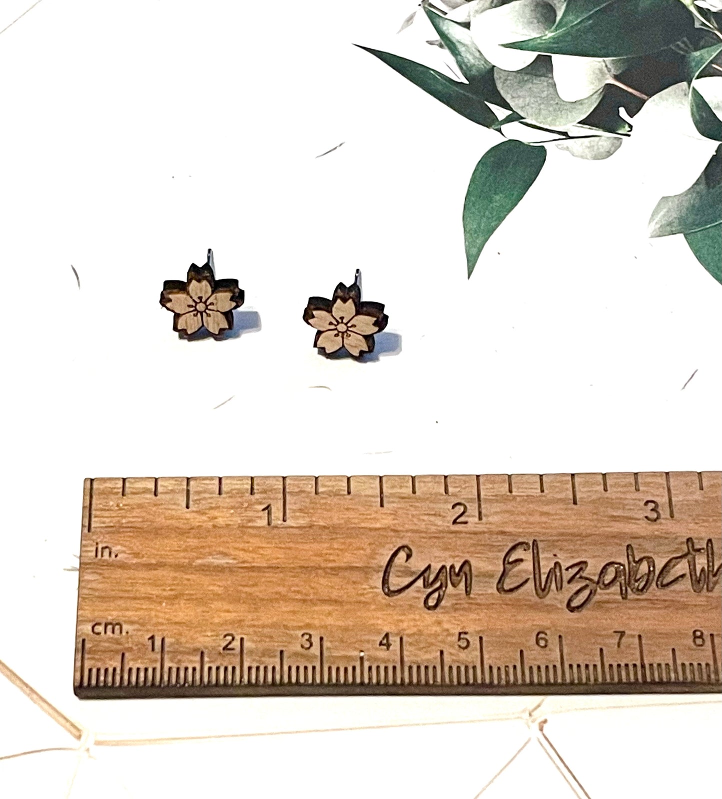 Flower Wood Stud Earrings