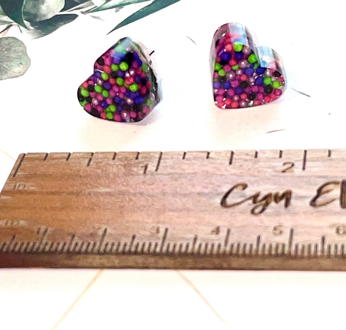 Heart  Candy Sprinkles Stud Earrings