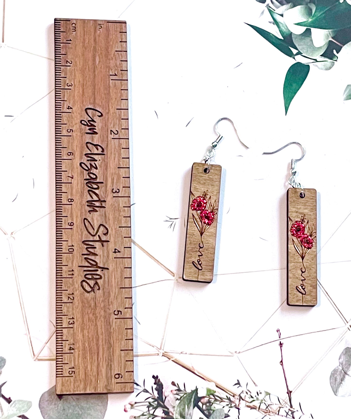 Love Floral Wood Earrings