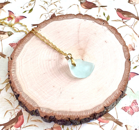 Aqua Sea Glass Pendant Necklace