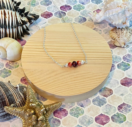 Red Pearl Mini-Bar Necklace
