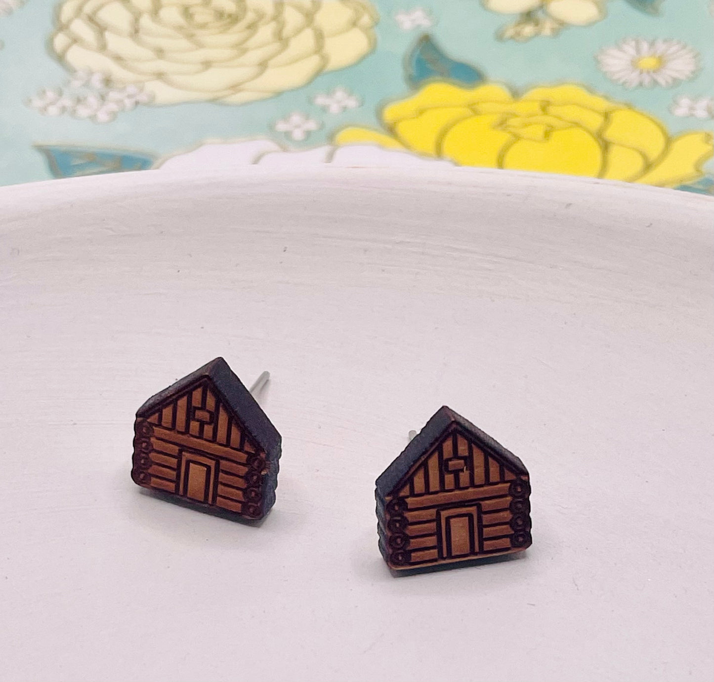 Cabin Wood Stud Earrings