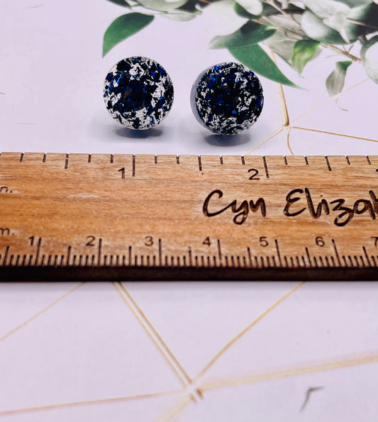 Blue Circle Stud Earrings