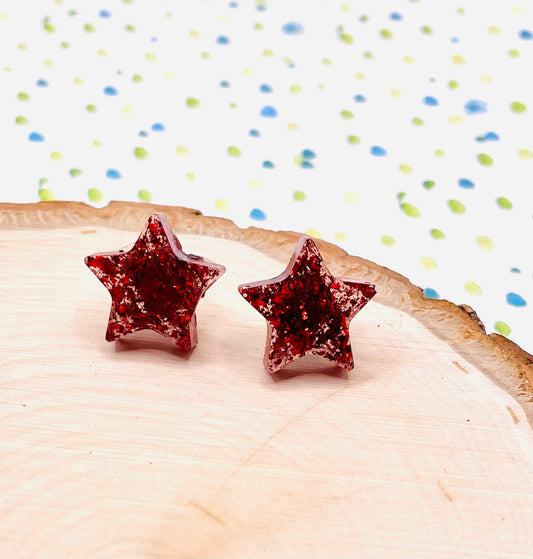 Red Star Stud Earrings