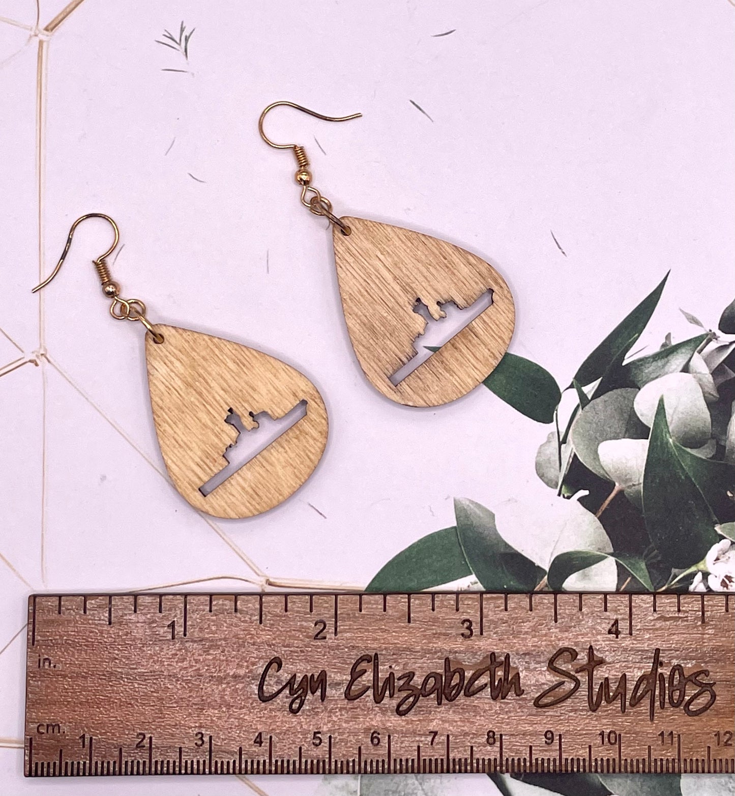 Coast Guard Cutter Ship Wood Earrings