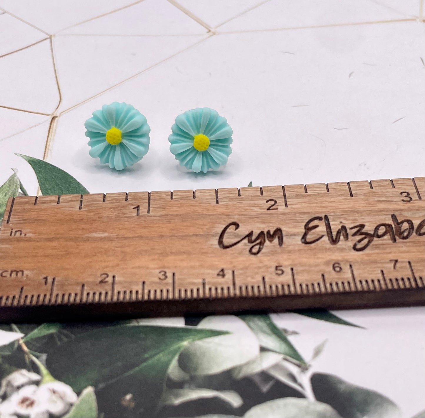 Bright Blue Daisy Stud Earrings