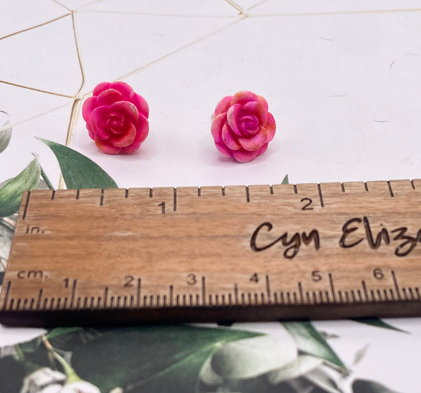 Matte Pink Rose Stud Earrings