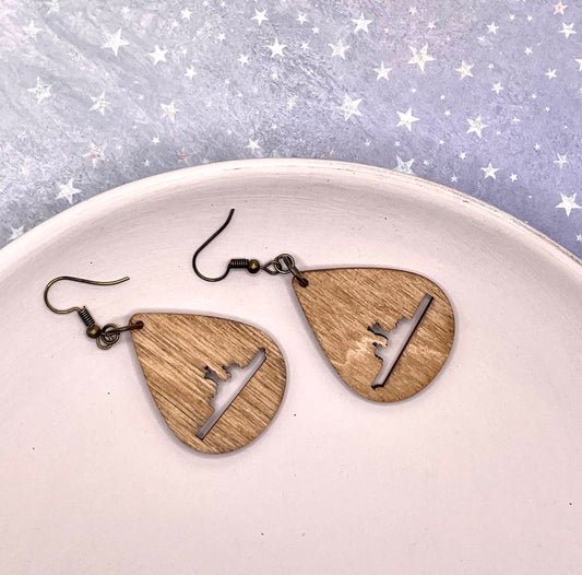 Coast Guard Cutter Ship Wood Earrings