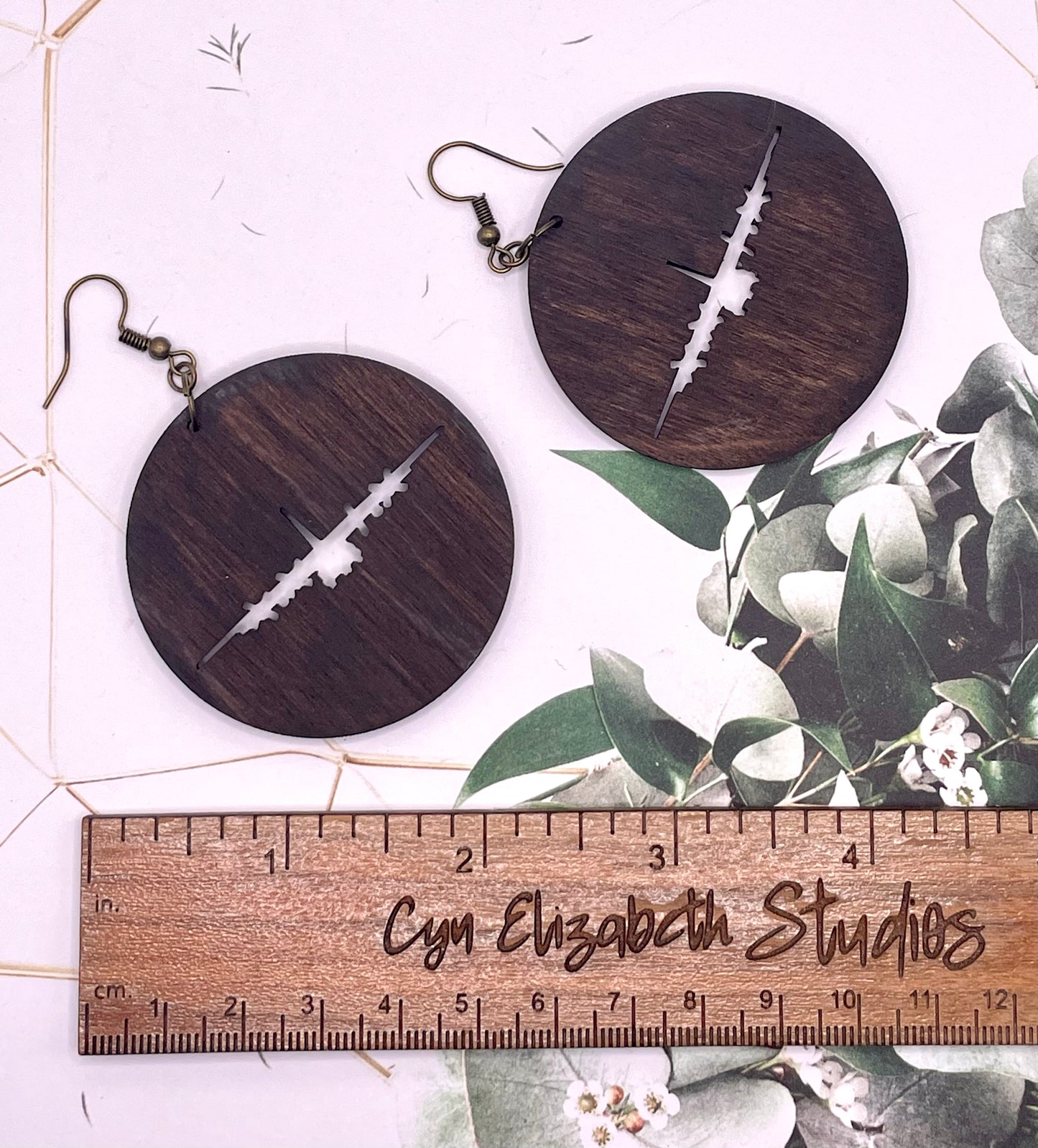 C130 Military Plane Wood Earrings