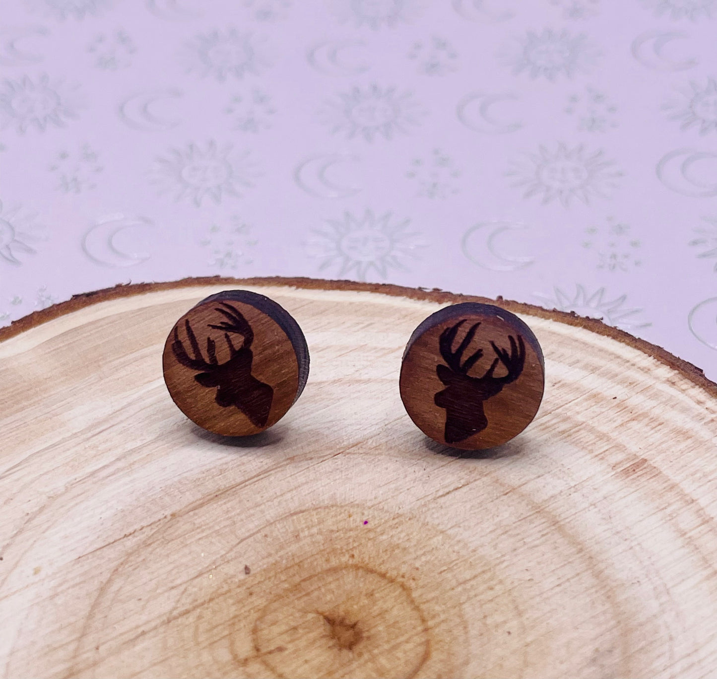 Deer Wood Stud Earrings