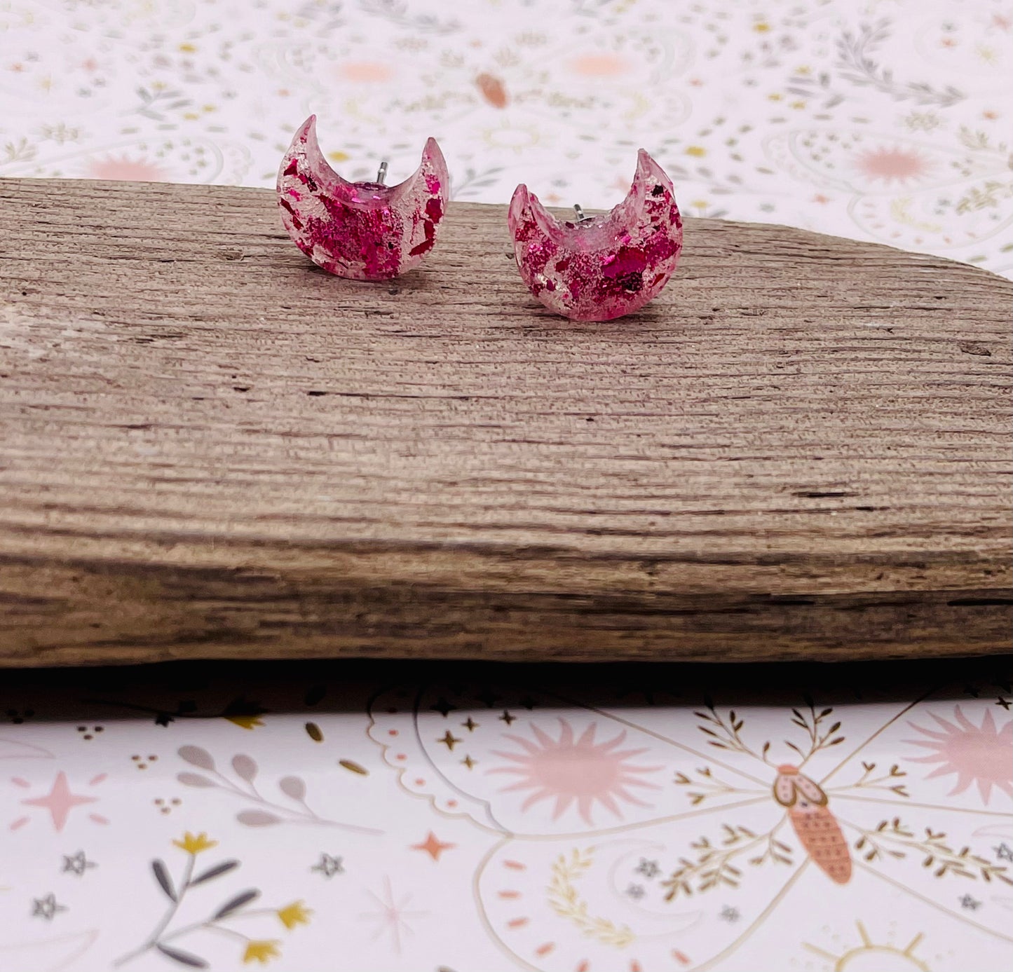 Pink Moon Stud Earrings