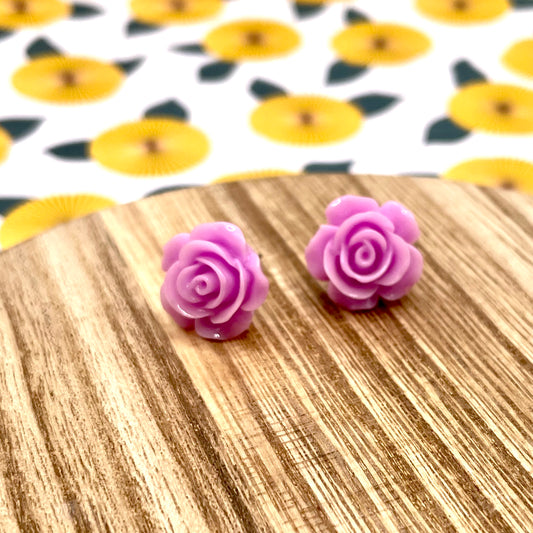 Dusk Pink Flower Stud Earrings