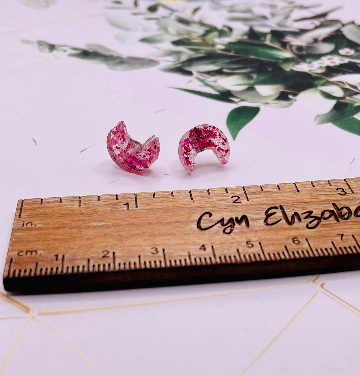 Pink Moon Stud Earrings