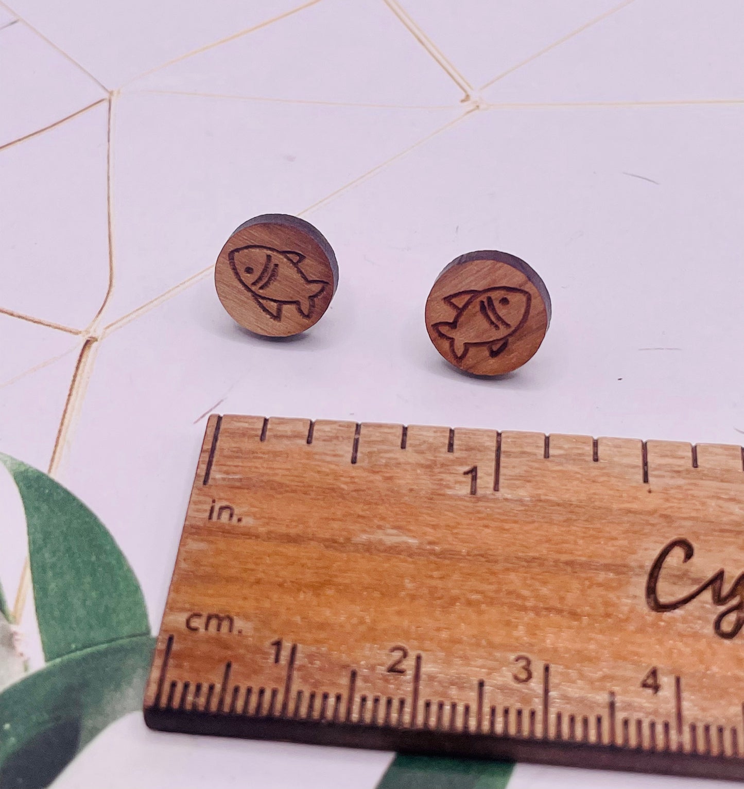 Fish Wood Stud Earrings