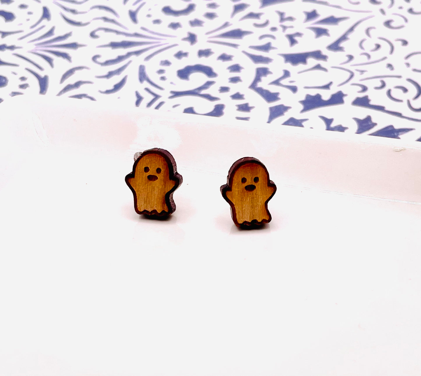 Ghost Wood Stud Earrings