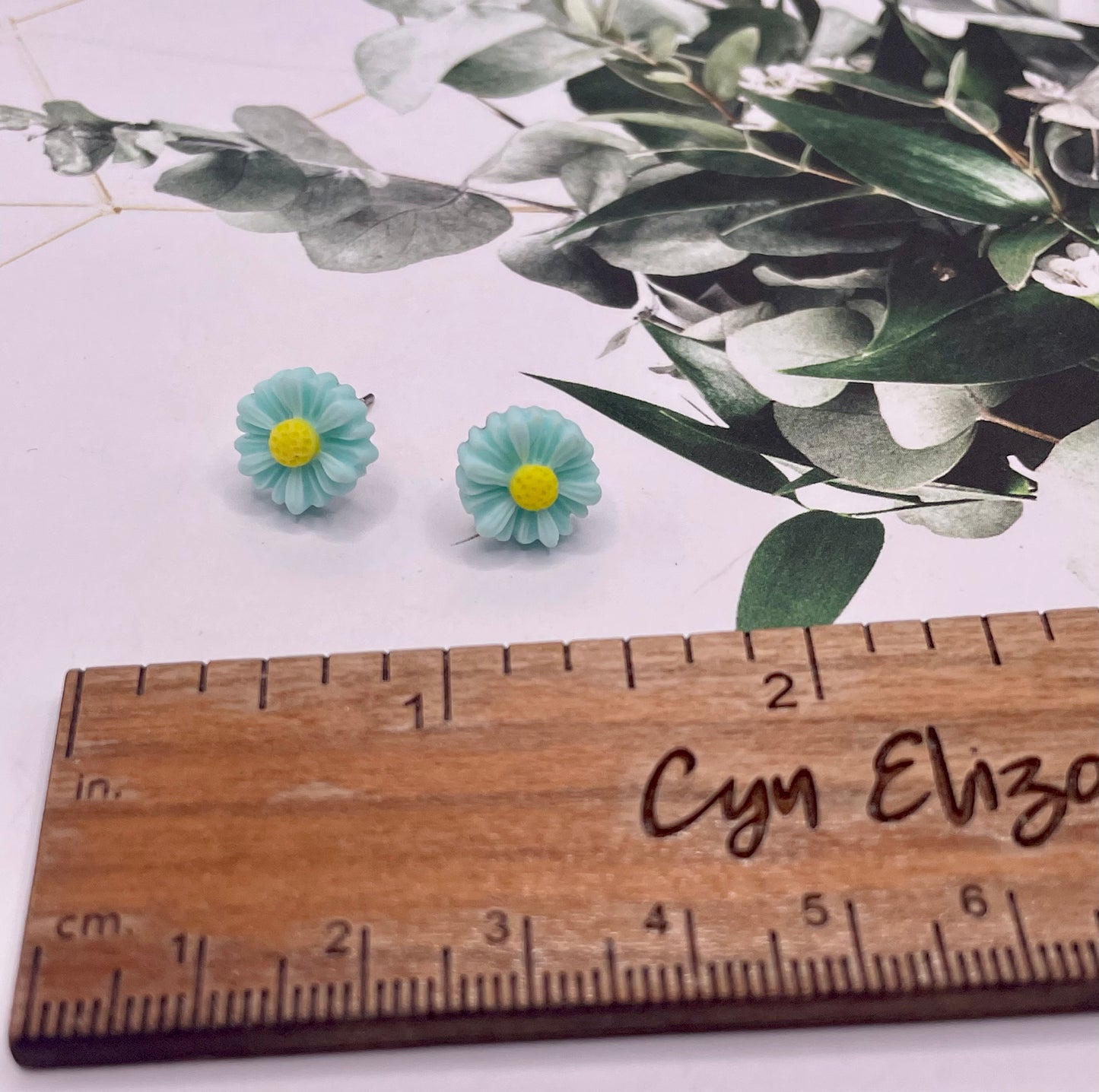 Blue Daisy Stud Earrings