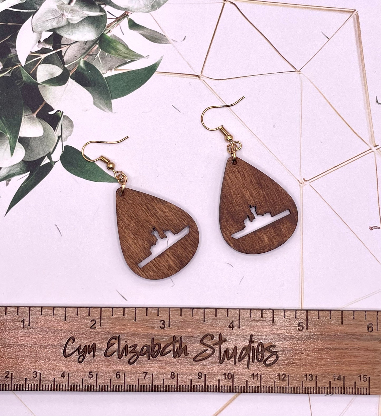 Coast Guard Cutter Wood Earrings